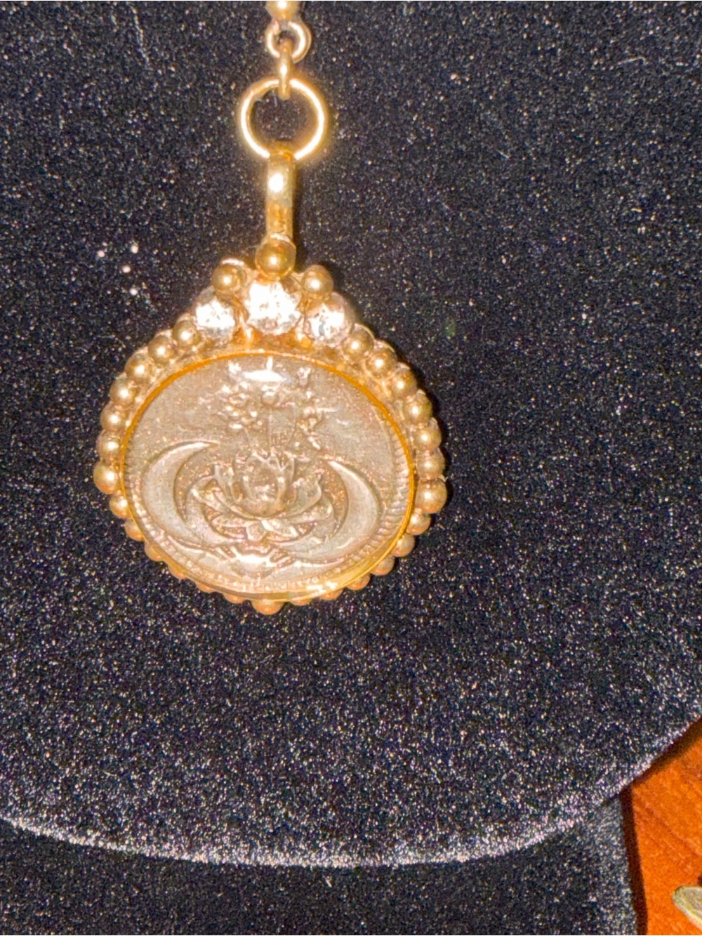Virgins Saints & Angels lotus Beaded Pendant Necklace with Gold Medallion - Picture 2 of 8